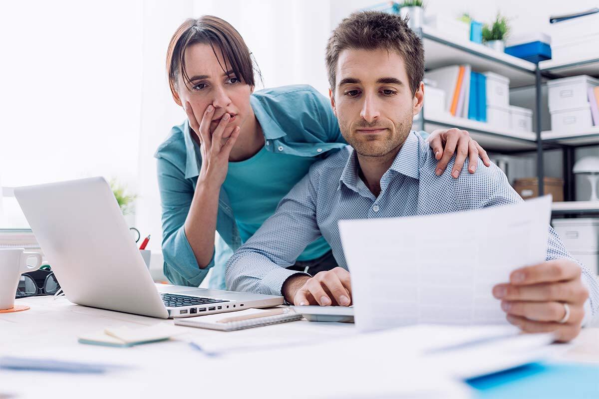 Couple reviewing their bills